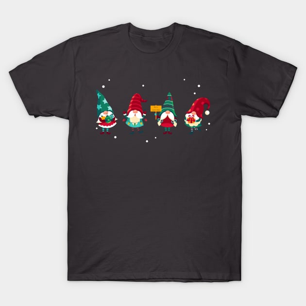 Hand drawn cute christmas gnomes T-Shirt by kameleon